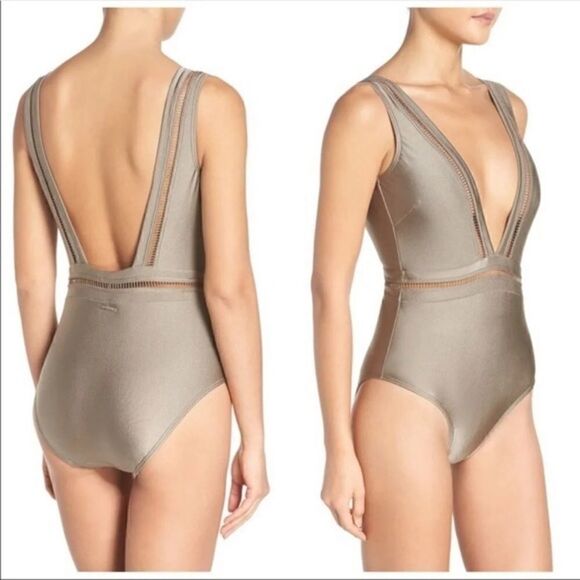 SALE❤️Ted Baker khaki one piece swimsuit pointelle - Picture 1 of 12